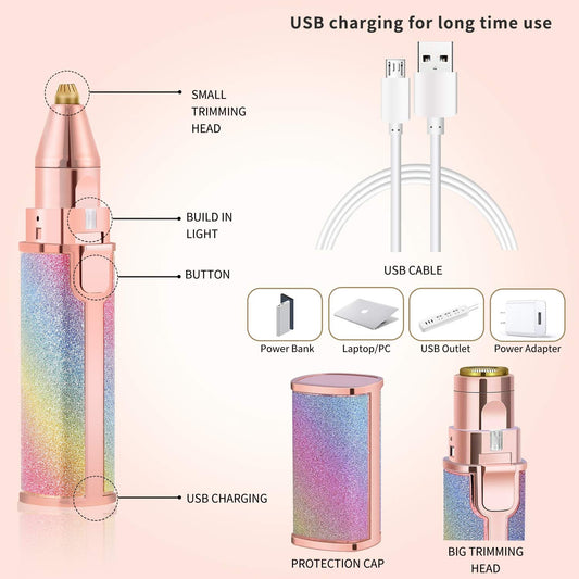 Flawless 2-in-1 Eyebrow Trimmer | Rechargeable Facial Hair Remover